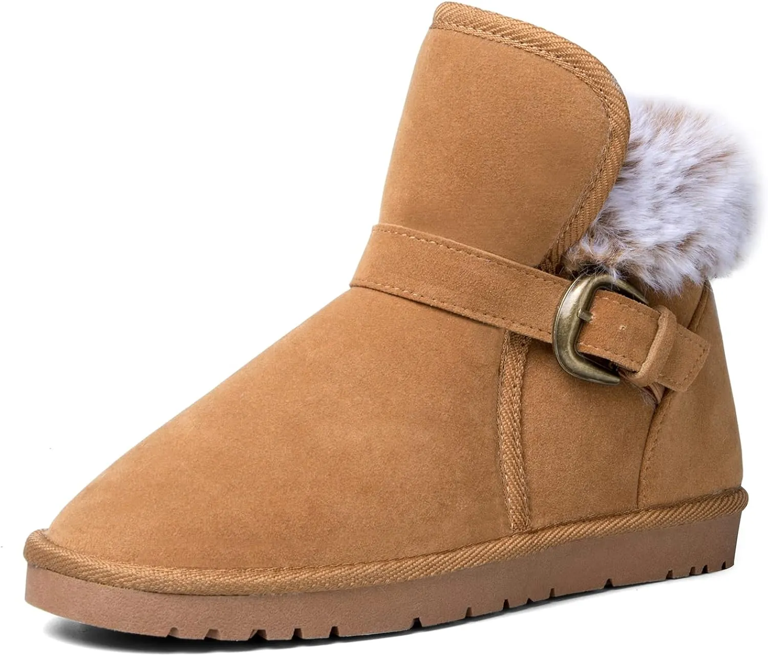 Black Faux Fur Short Suede Fluffy Ankle Boots