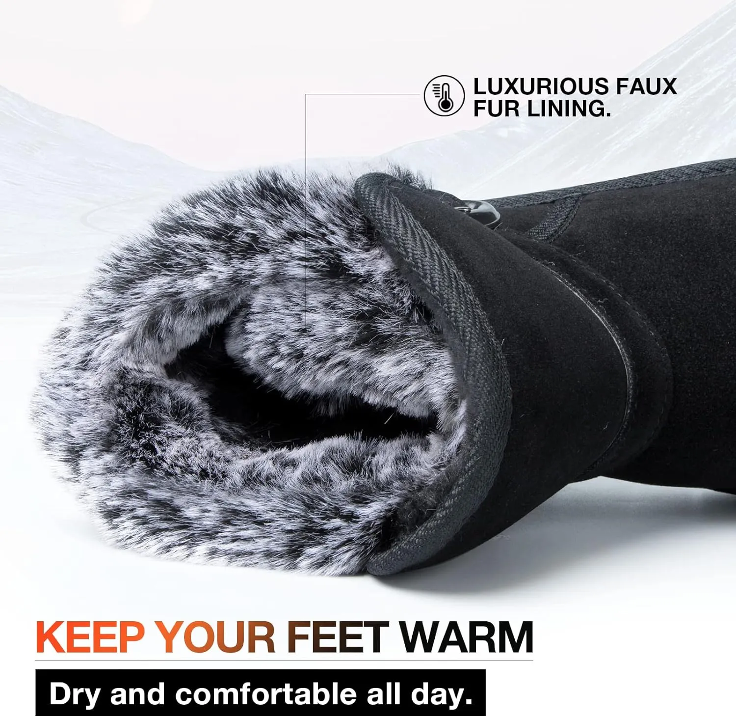 Black Faux Fur Short Suede Fluffy Ankle Boots