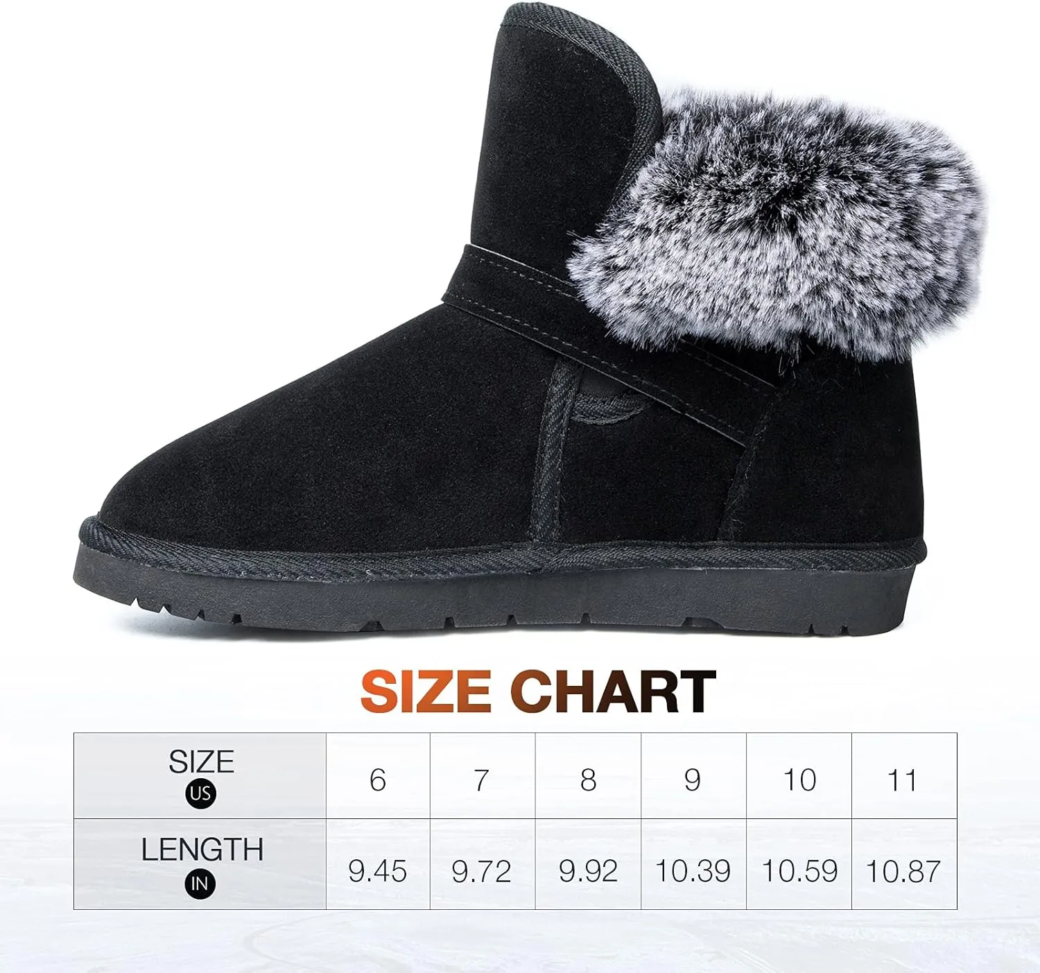 Black Faux Fur Short Suede Fluffy Ankle Boots