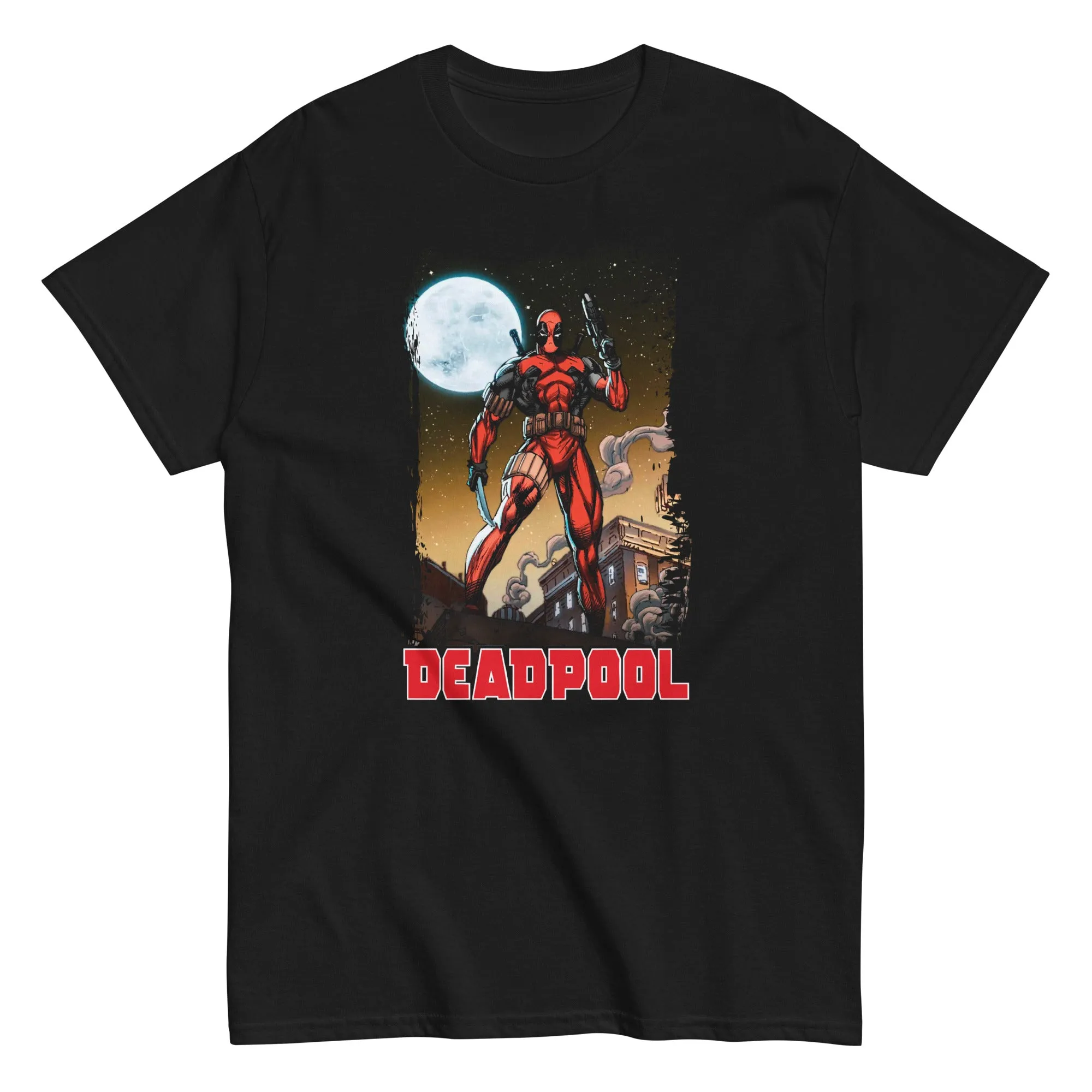 Deadpool Moon Animated Mens T-Shirt Black