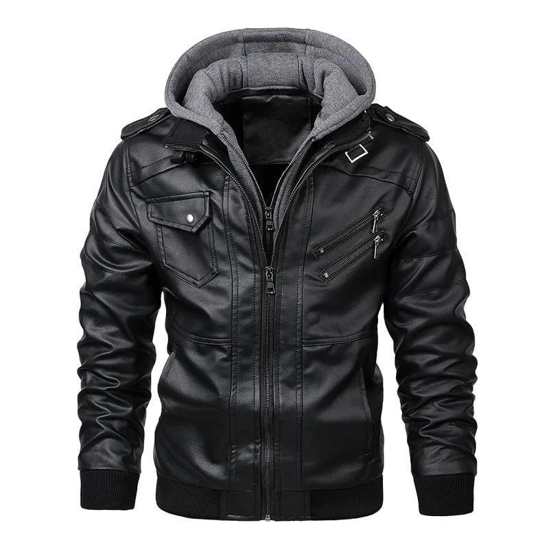 Men's Slim Fit PU Leather Jacket with Zipper | Casual Autumn Outerwear