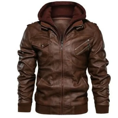 Men's Slim Fit PU Leather Jacket with Zipper | Casual Autumn Outerwear