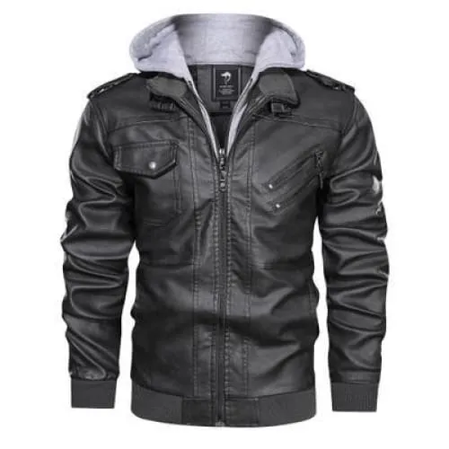Men's Slim Fit PU Leather Jacket with Zipper | Casual Autumn Outerwear