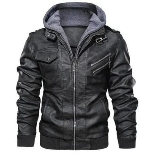 Men's Slim Fit PU Leather Jacket with Zipper | Casual Autumn Outerwear