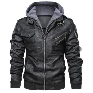 Men's Slim Fit PU Leather Jacket with Zipper | Casual Autumn Outerwear