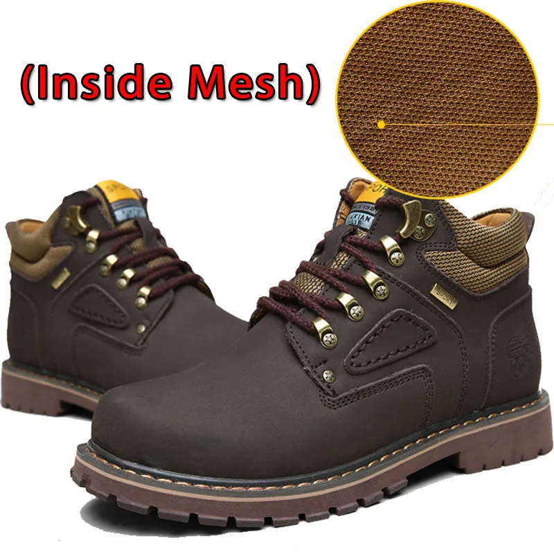 SURGUT Brand Super Warm Men's Winter Leather Men Waterproof Rubber Snow Boots Leisure Boots England Retro Shoes For Men Big Size