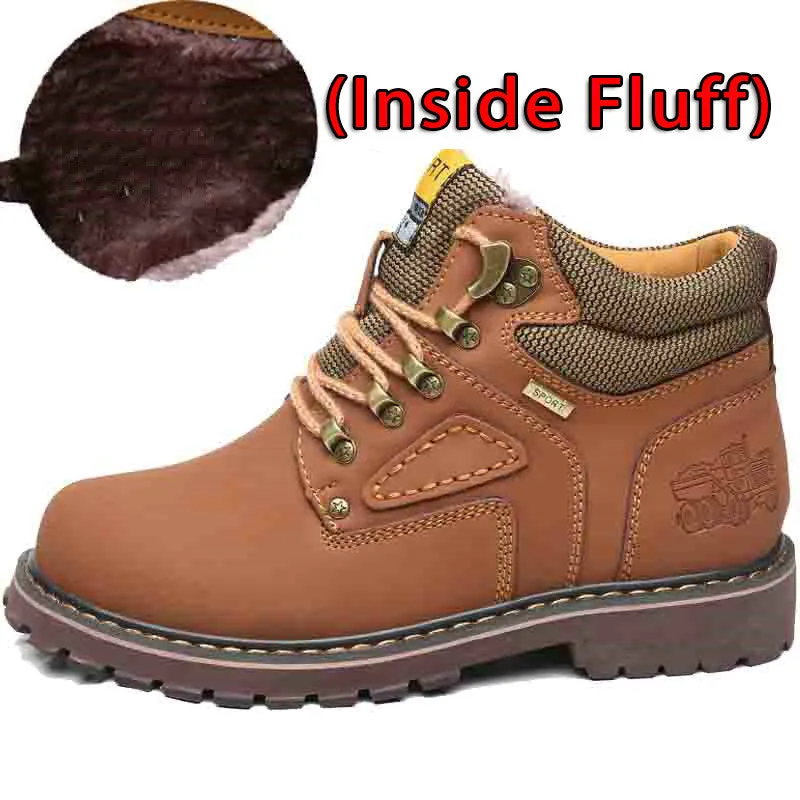 SURGUT Brand Super Warm Men's Winter Leather Men Waterproof Rubber Snow Boots Leisure Boots England Retro Shoes For Men Big Size