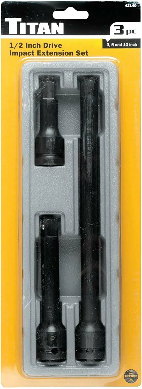 Titan 42140 3-Piece 1/2-Inch Drive Impact Extension Set