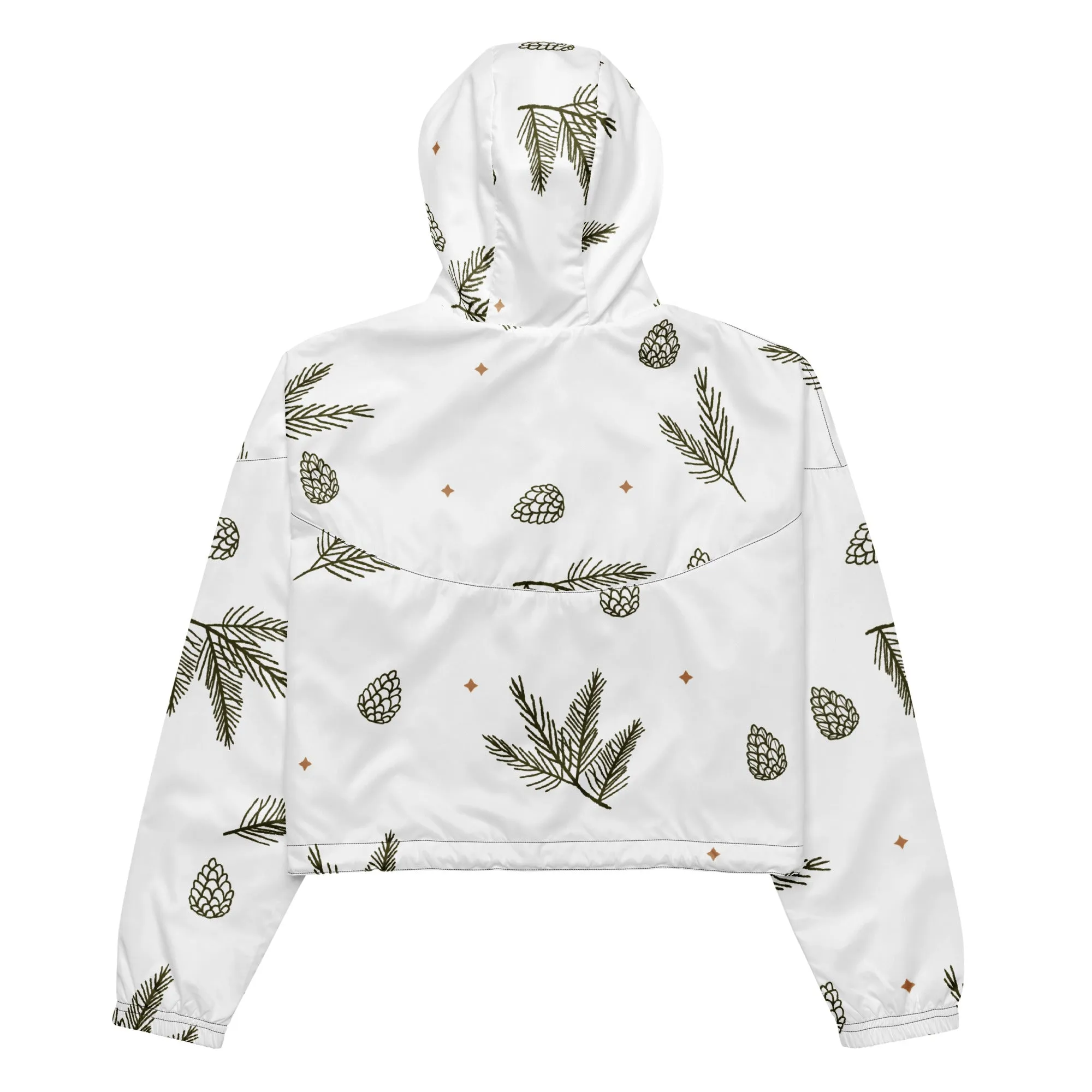Women's Pinecone Pattern Cropped Windbreaker – Stylish & Lightweight
