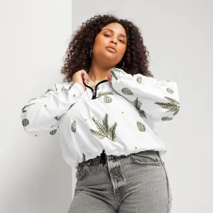 Women's Pinecone Pattern Cropped Windbreaker – Stylish & Lightweight