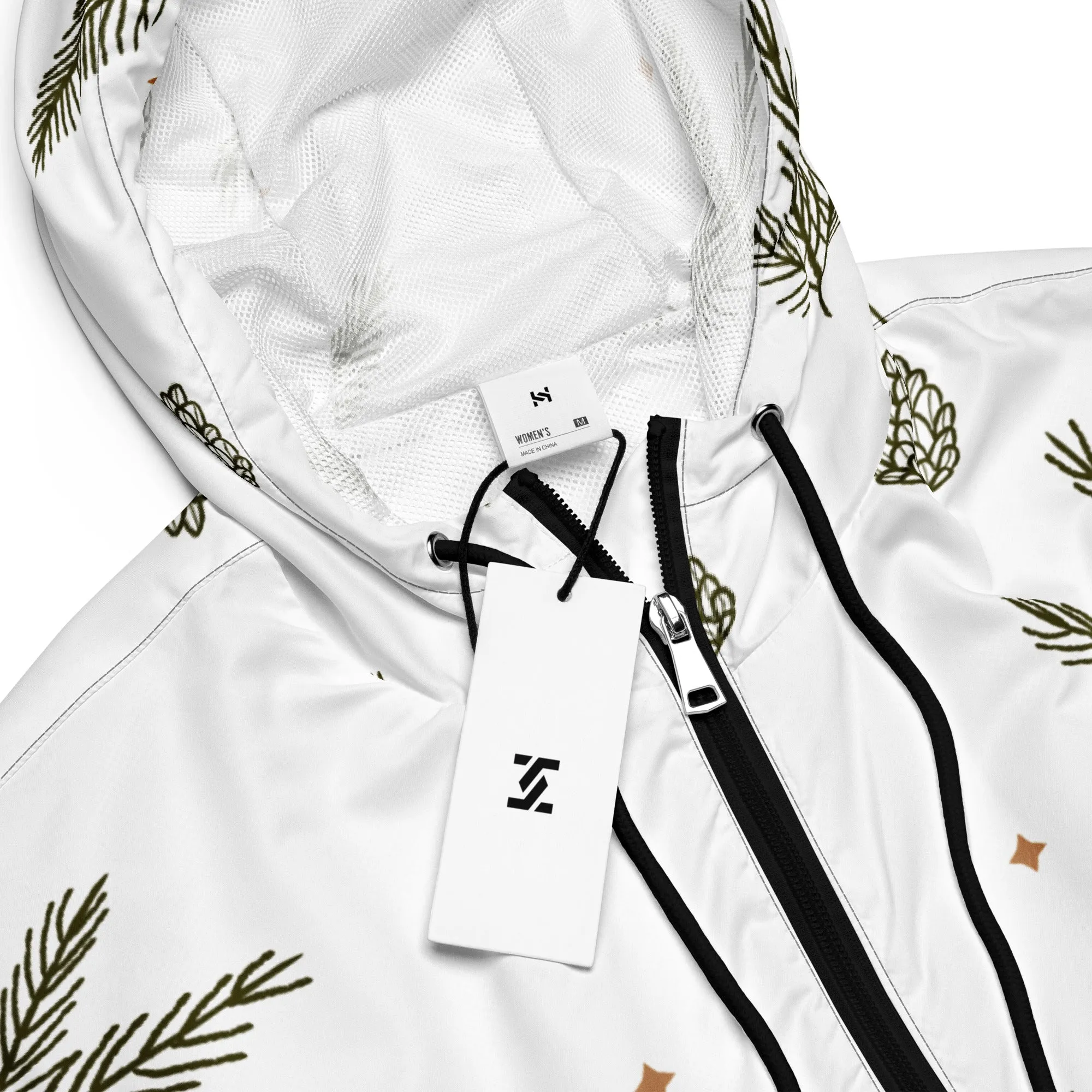 Women's Pinecone Pattern Cropped Windbreaker – Stylish & Lightweight
