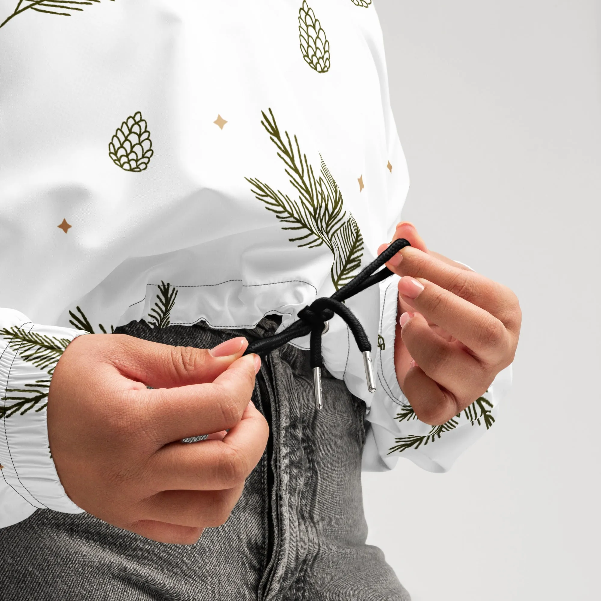 Women's Pinecone Pattern Cropped Windbreaker – Stylish & Lightweight